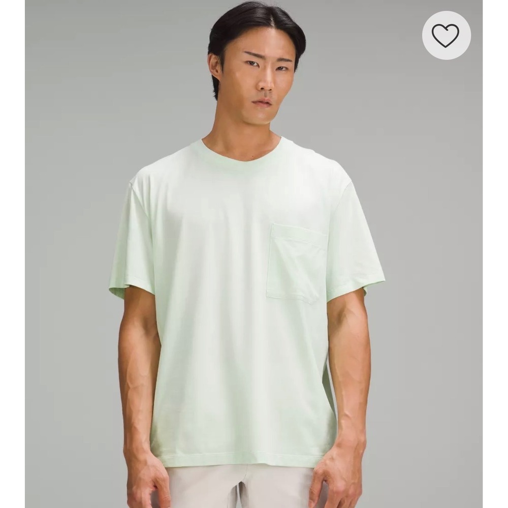 Lululemon Mens Fundamental Oversized T Shirt Relaxed Fit Pocket Tee‎ Light Green